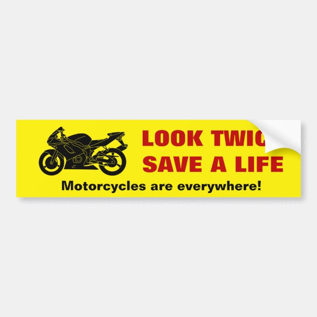 "Se två gånger" motorcykelmedvetenhetbildekalet Bildekal (Framsidan)