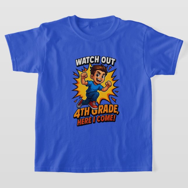 Se upp 4:e Klass Tecknad Back to school Tee (Laydown)