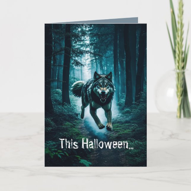 Se upp för fullmåne Halloween-kort Helgkort (Framsida)