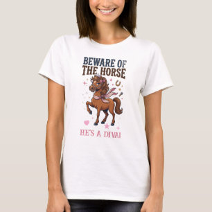 Se upp för hästen rolig ryttare stall liv humor t shirt