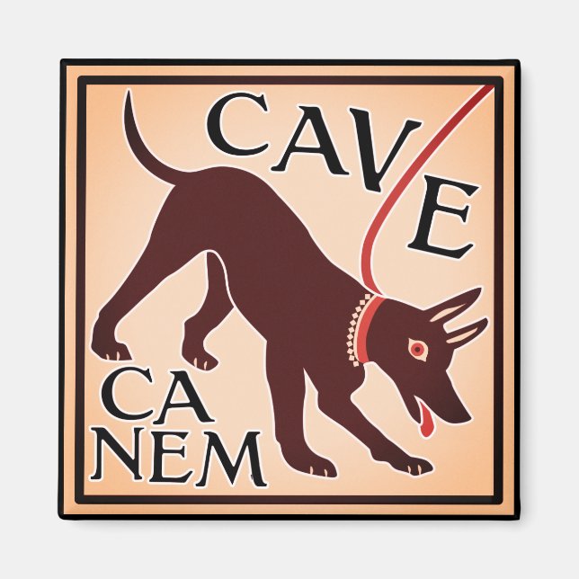 Se upp för Hund "Cave Canem" Greco-Roman Image Magnet (Framsidan)