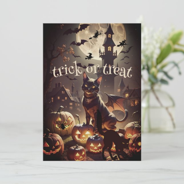 Se upp för inbjudan till Svarta katter Halloween f (Stående Fram)