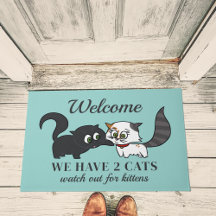 Se upp för Kittens Teal Funny Cat Doormat