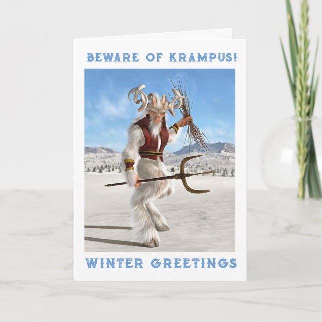 Se upp för Krampus! Vikad Kort (Framsida)