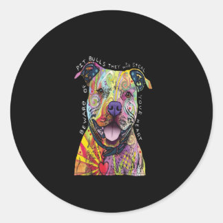 Se upp för Pitbull hundar att de kommer att stjäla Runt Klistermärke