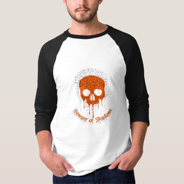 Se upp för skuggor - Skull Basic 3/4 Sleeve Raglan T Shirt (Framsida)