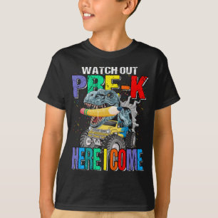 Se upp förK här, Kom Monster Lastbil Dinosaur T Shirt