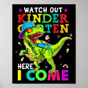 Se upp förskola här kommer jag Dinosaurier Byck Poster