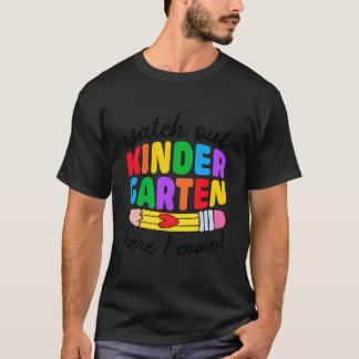 Se upp förskola här kommer jag roliga barn tillbak t shirt