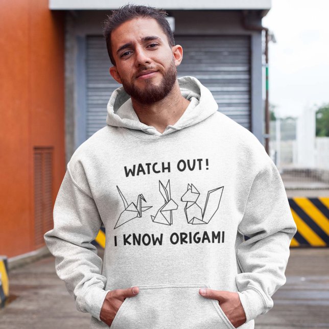 Se upp i Origami Hoodie (Watch Out I Know Origami Hoodie)