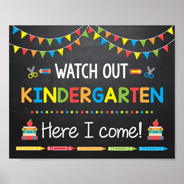 Se upp Kindergarten här i kom, Chalkboard Poster (Framsidan)