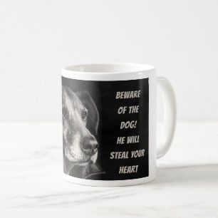 Se upp med hund, anpassningsbarnas husfoto kaffemugg