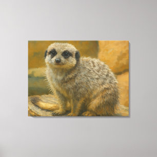 Se upp stillhet - Realistiskt Meerkat Porträtt Canvastryck