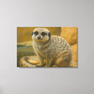 Se upp stillhet - Realistiskt Meerkat Porträtt Canvastryck