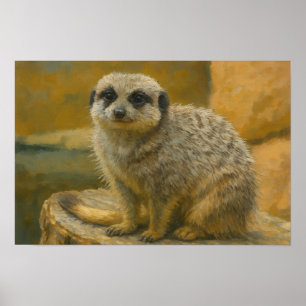 Se upp stillhet - Realistiskt Meerkat Porträtt Poster