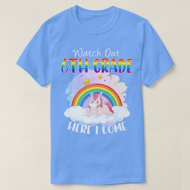Se upp Unicorn Kid Tea 6e Klass T Shirt (Design framsida)