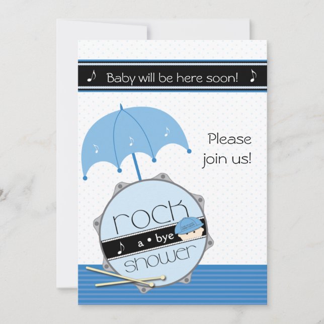 Se upp världen, här trumman! BabyShower-inbjudan Inbjudningar (Framsida)