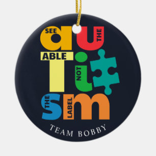 Se uppmärksamheten från Autism i Kampanj jul Julgransprydnad Keramik