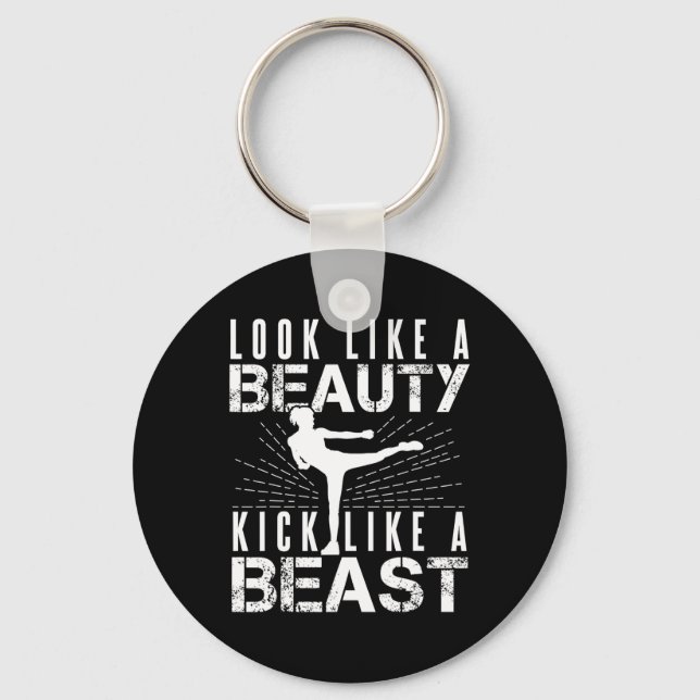 Se ut som Beauty Kick som Beast Kickboxer Athleti Nyckelring (Framsida)