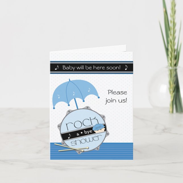 Se ut världen, mig trummar här! BabyShower Inbjudan (Framsida)