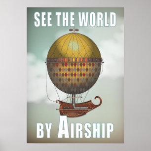 Se världen med airshipen Nautisme Steampunk resa Poster