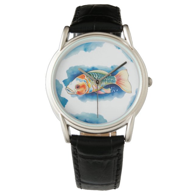 Se - Vattenfärgsserie: Koi Fish Armbandsur (Framsida)