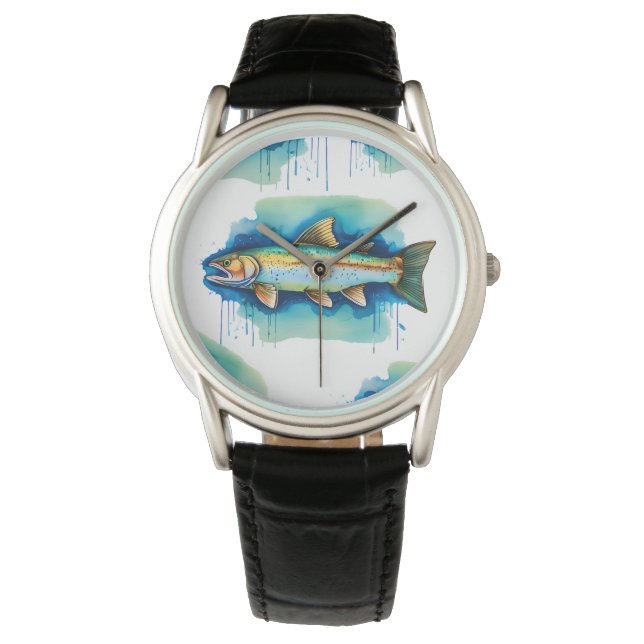 Se - Vattenfärgsserie: Trout/Salmon Armbandsur (Framsida)