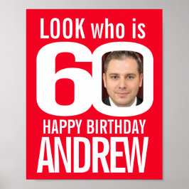 Se vem som är 60 röda vita 60:e födelsedagsfesten poster