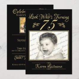 Se vem som är 75 Photo Guld Black Inbjudningar