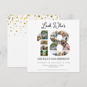 Se vem som fyller 18 år i Photo Collage Inbjudningar