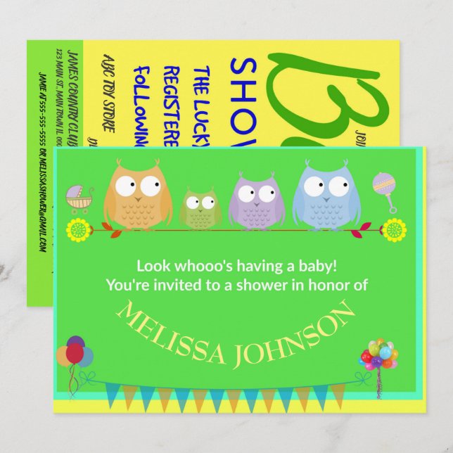 Se Vemoo’s Baby Uggle Dopp Invitation Konst Inbjudningar (Fram/baksida)