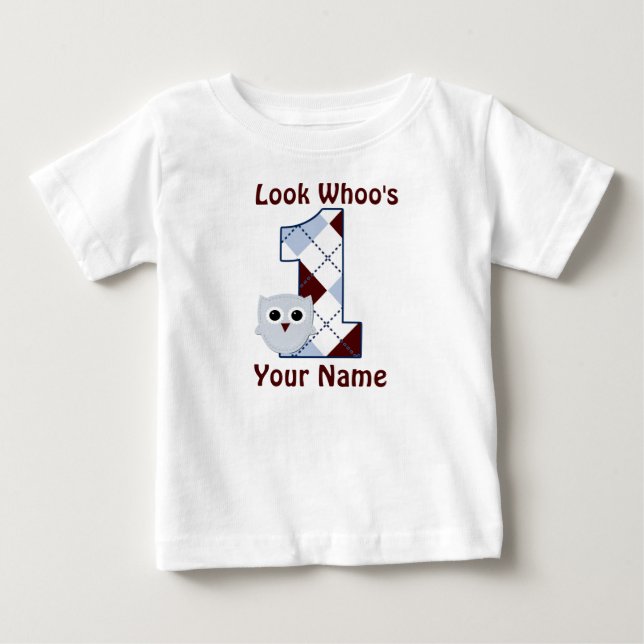Se Vems 1 Uggla Boys Birthday T-shirt (Framsida)