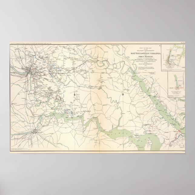 SE Virginia, Ft Monroe, närmar sig Richmond Poster (Framsidan)