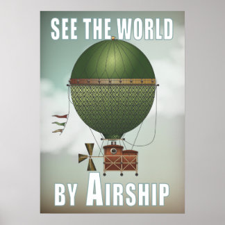 Se World Airship Citronnier Steampunk Travel Poster