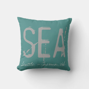 SEA Airport Grunge Typography Kudde