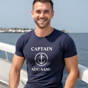 Sea Anchor kapten Add Namn eller Boat Namn Navy Bl T Shirt