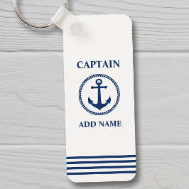 Sea Anchor Kapten Add Namn eller Boat Namn White Nyckelring