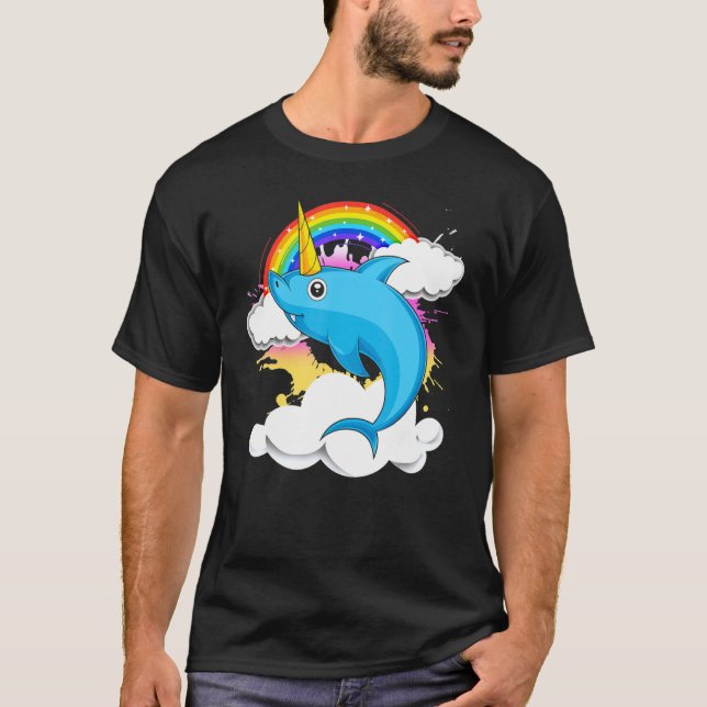 Sea Animal Rainbow Sharkicorn Fantasy Creature Uni T Shirt (Framsida)