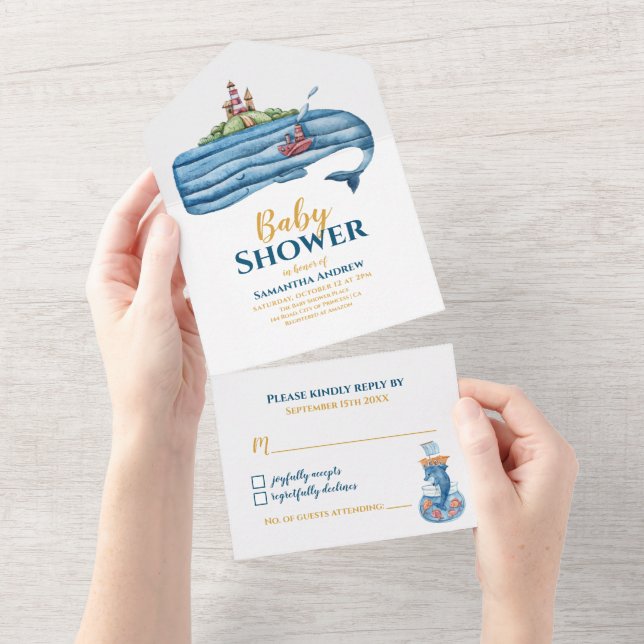 Sea Animals Pojke Baby Shower (Avrivbar del)