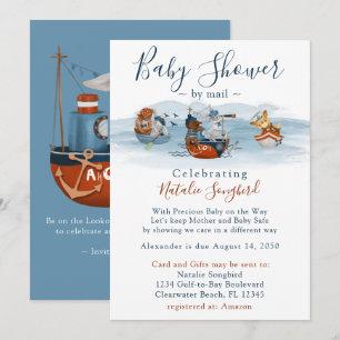 Sea Äventyr Nautical Baby Shower by Mail Inbjudningar