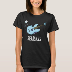 Sea Bass Funny Bass Guitar Fish Pun Mörk BG T Shirt