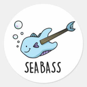 Sea Bass Funny Bass Guitar Fish Pun Runt Klistermärke