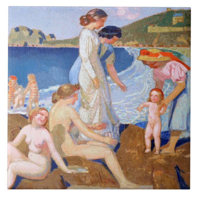 Sea Bathing, Maurice Denis Kakelplatta (Framsidan)