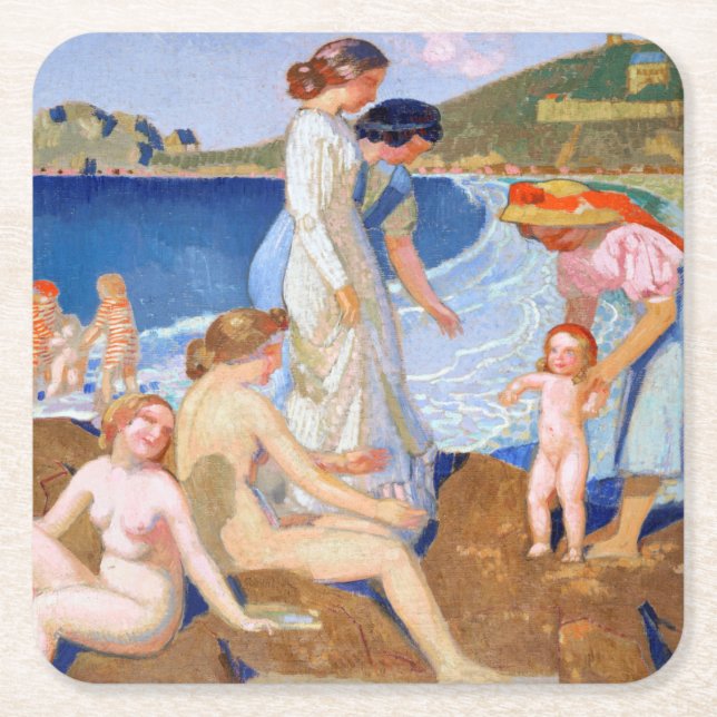 Sea Bathing, Maurice Denis Underlägg Papper Kvadrat (Framsidan)