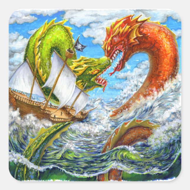 Sea Battle Fyrkantigt Klistermärke (Framsida)