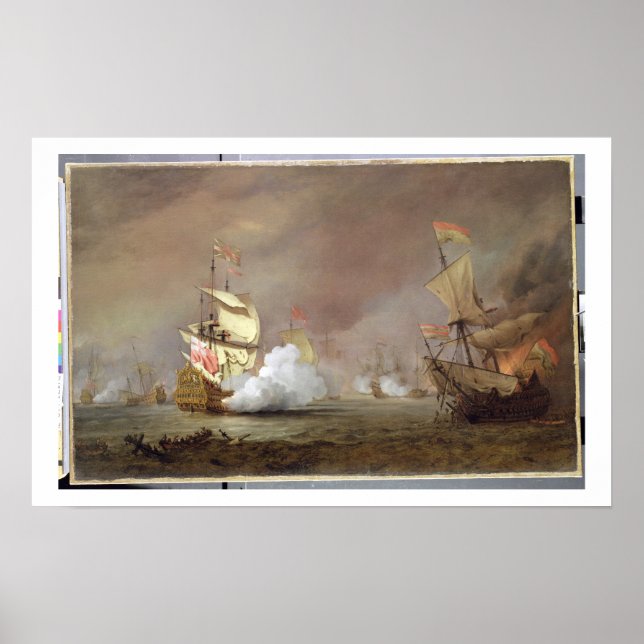 Sea Battle of the Anglo-Netherlands Krig, c.1700 ( Poster (Framsidan)