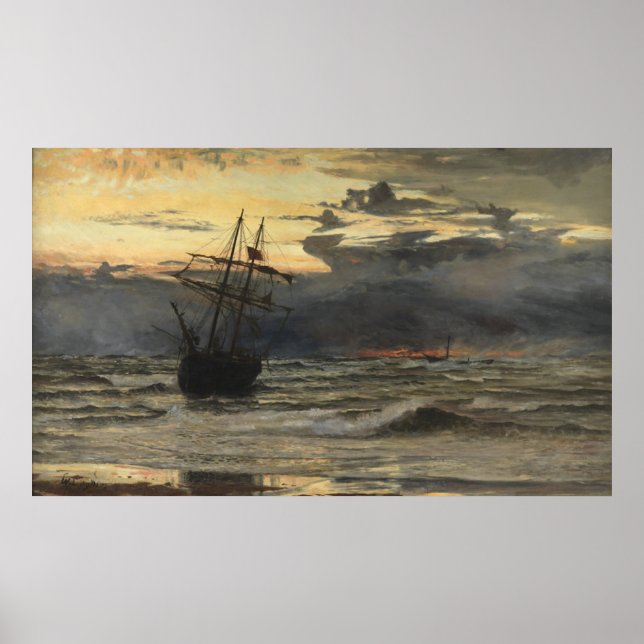 Sea-Beach efter en stormtid, gryning Poster (Framsidan)