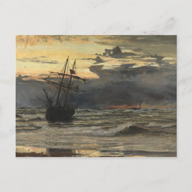 Sea-Beach efter en stormtid, gryning Vykort (Framsida)