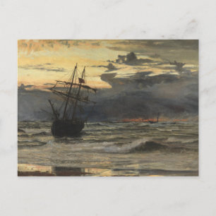 Sea-Beach efter en stormtid, gryning Vykort