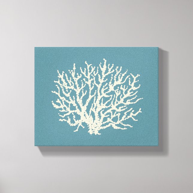 Sea Beach House Coral Wall Art Canvas (Framsida)